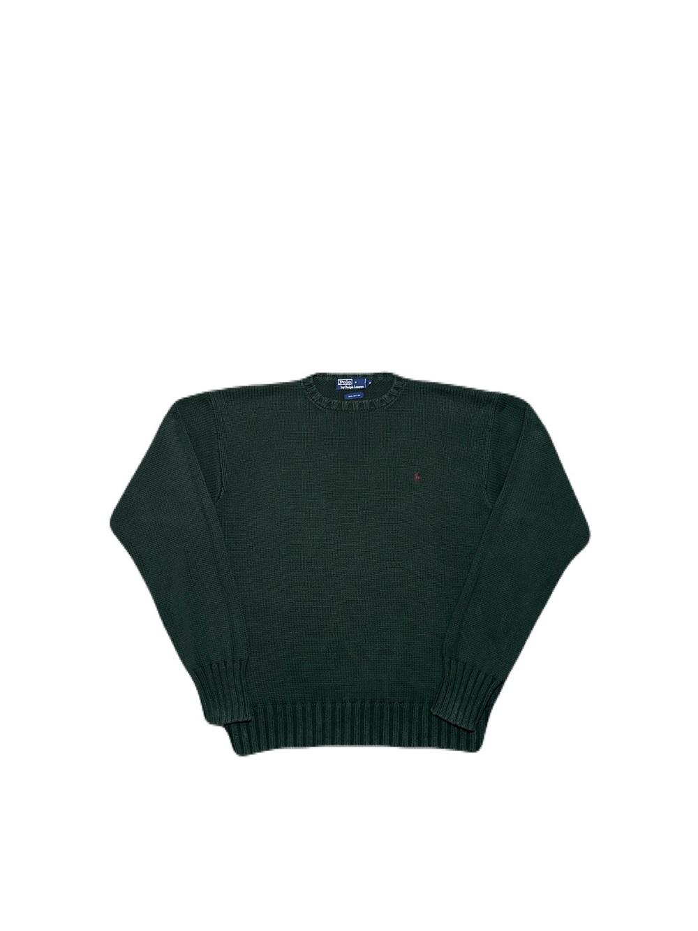 Vintage 90’s Polo Ralph Lauren Knit Sweater Mens XL Cotton Crewneck Pine Green